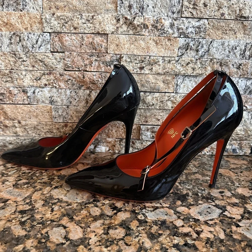 Santoni Patent Leather Heels Court